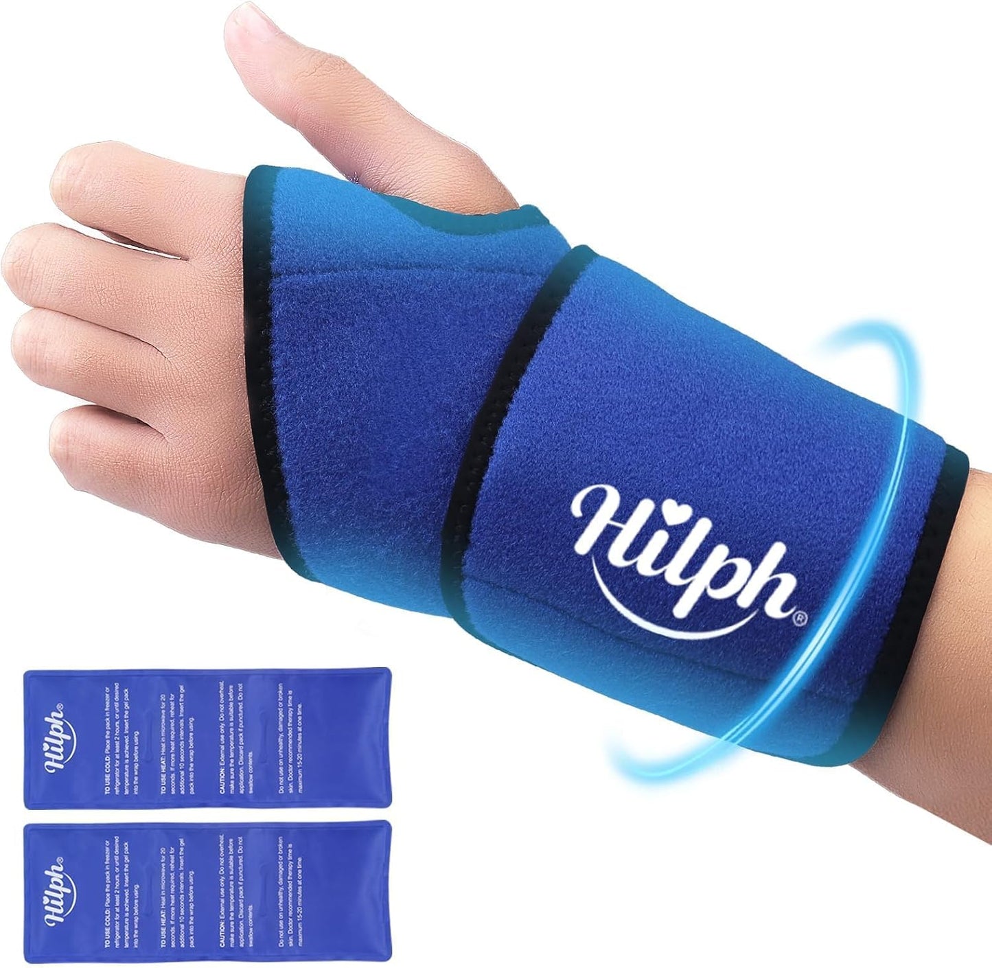 Hilph Wrist Ice Pack Wrap for Carpal Tunnel Relief, FSA Eligible HSA, Reusable Wrist Hot & Cold Therapy Brace for Hand Injuries, Arthritis, Tendonitis, Surgery Recovery Items Gifts Men Women, Blue