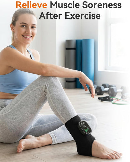 Foot Massager for Neuropathy, Cordless Ankle Massager for Circulation and Pain Relief, Rechargeable Foot and Ankles Heating Pad with Massage, Heated Ankle Brace Gifts for Women and Men Black