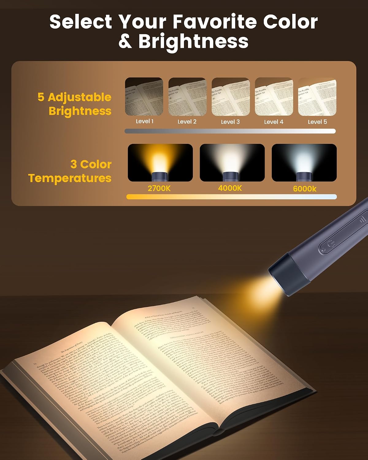 Glocusent Neck Light with Timer, 100 Hours Book Light for Bedtime Reading