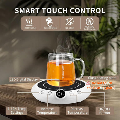 Coffee Mug Warmer, Valentines Day Gifts for Her Wife Girlfriend Daughter Him, Electric Cup Warmer for Desk, Candle Warmer Plate 8-Temp Setting & 1-12H Timer, Birthday Gifts for Women Men