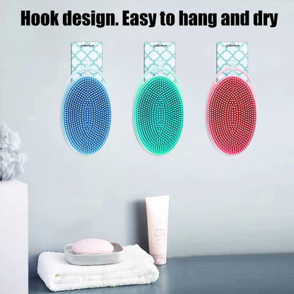 Pink Exfoliating Body Scrubber and Shower Brush - Soft Silicone Loofah for Kids and Adults - All Skin Types