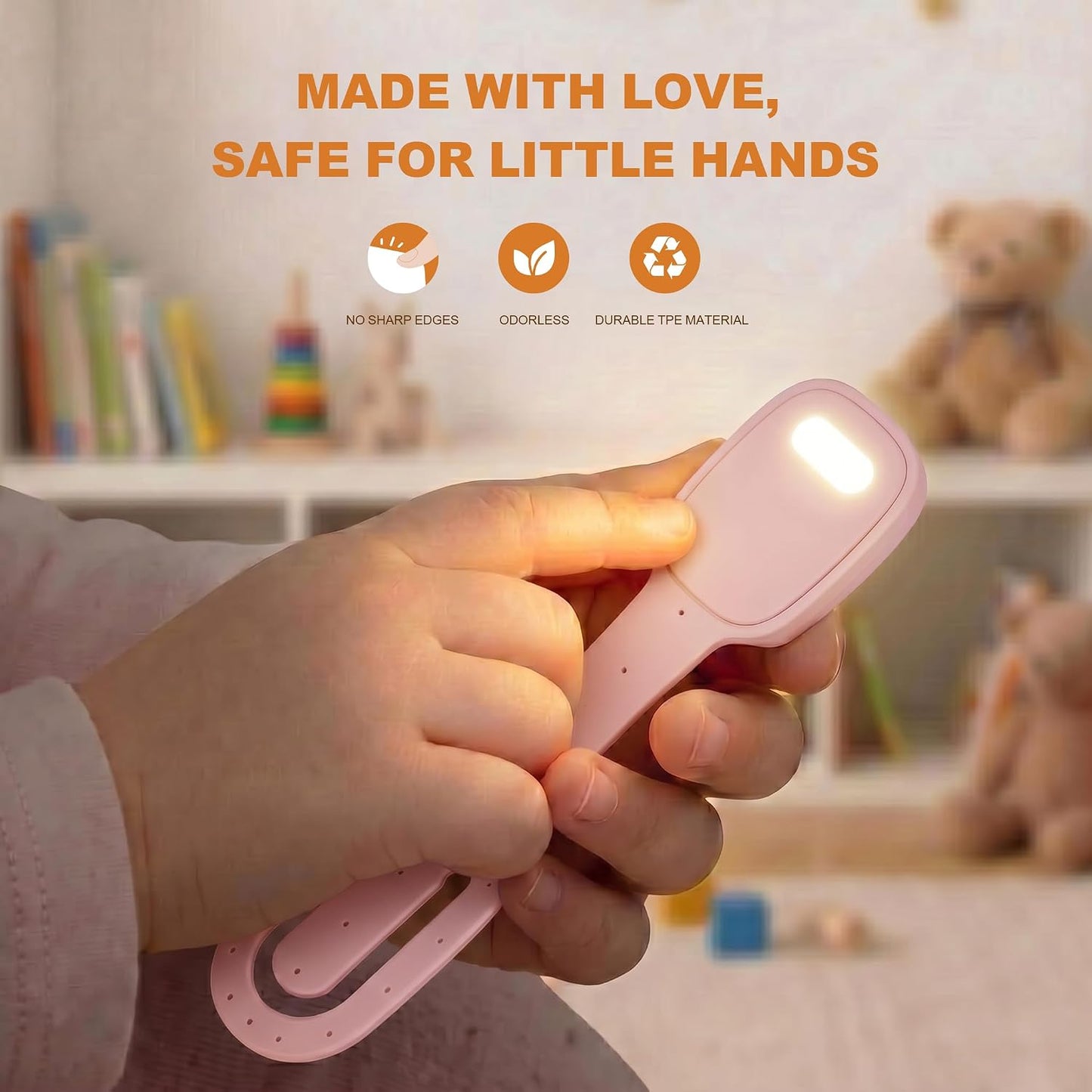 Rechargeable Kids Book Light, Cute Bookmark Reading Light for Kids, Dimmable Portable LED Book Light for Reading in Bed, Eye-Caring Bedtime Reading Lamp for Children & Travel, Black