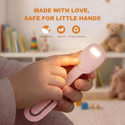 Rechargeable Kids Book Light, Cute Bookmark Reading Light for Kids, Dimmable Portable LED Book Light for Reading in Bed, Eye-Caring Bedtime Reading Lamp for Children & Travel, Black