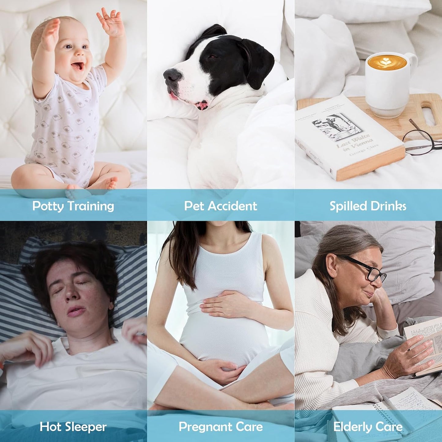 Cozymaker Queen Size 100% Waterproof Mattress Protector, Cooling Mattress Cover Fitted 8-21" Deep Pocket, 3D Air Fabric Soft Breathable Bed Mattress Pad Cover Noiseless Washable