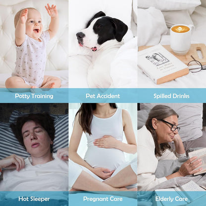 Cozymaker Queen Size 100% Waterproof Mattress Protector, Cooling Mattress Cover Fitted 8-21" Deep Pocket, 3D Air Fabric Soft Breathable Bed Mattress Pad Cover Noiseless Washable