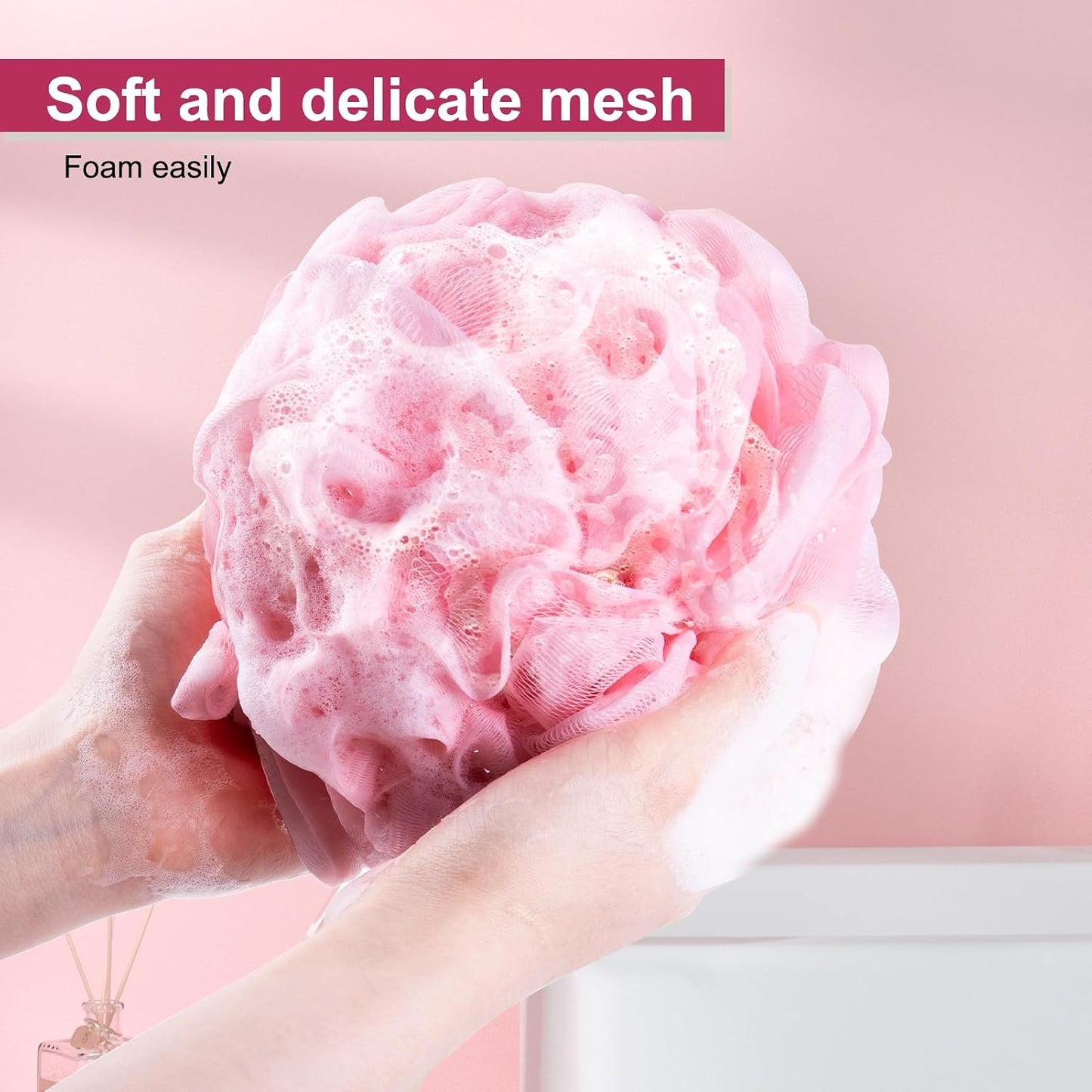 MTDLYICE Loofah Sponge XXL-100g 4 Pack, Bath Sponge Soft Mesh Shower Puff Loofah for Men, Exfoliating Body Scrubber for Women, Shower Accessories (Black)