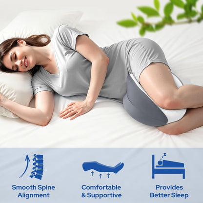 Knee Pillow for Side Sleepers, Leg Pillow for Side Sleeping, Heart-Shape Memory Foam Knee Wedge Pillow, Leg Elevating Pillow for Knees, Hip, Joints, Between Legs, Blue