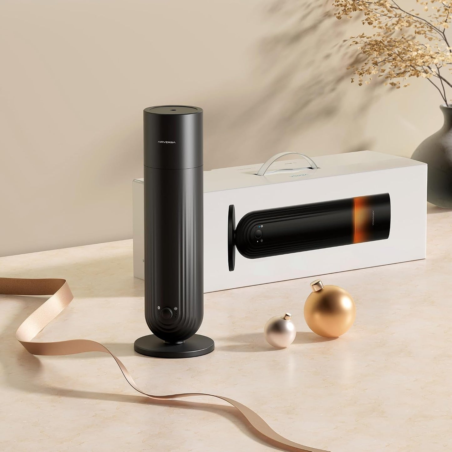 Airversa U1 Smart Tower Waterless Diffuser Starter Kit for Room, Black | 2x50ml Hotel Scent Fragrance Oil, Up to 1200 sq ft, App Control, Cold Air, 120mL, DC-12V/1A, Scent Air Machine, U1kit-2X50