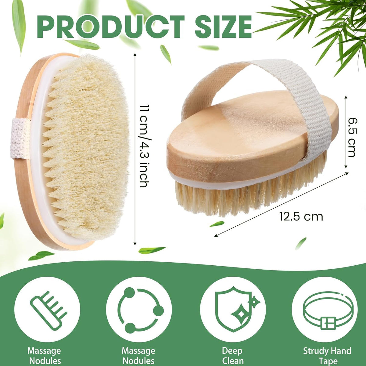 Gejoy 10 Pcs Dry Brushing Body Brush for Lymphatic Drainage Exfoliating Brush with Massage Nodule Dry Skin Body Scrubber Cellulite Shower Circulation Dead Exfoliator (4.92 x 2.56 Inches,Wood Color)