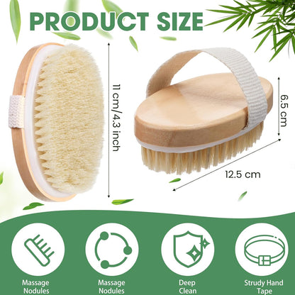 Gejoy 10 Pcs Dry Brushing Body Brush for Lymphatic Drainage Exfoliating Brush with Massage Nodule Dry Skin Body Scrubber Cellulite Shower Circulation Dead Exfoliator (4.92 x 2.56 Inches,Wood Color)