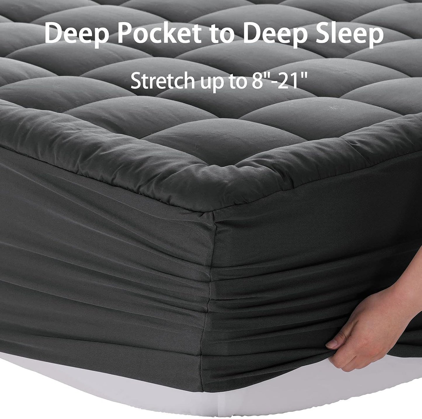EASELAND Queen Size Mattress Pad Pillow Top Mattress Cover Quilted Fitted Mattress Protector Cotton Top Stretches up 8-21" Deep Pocket Cooling Mattress Topper (60x80 inch, White)