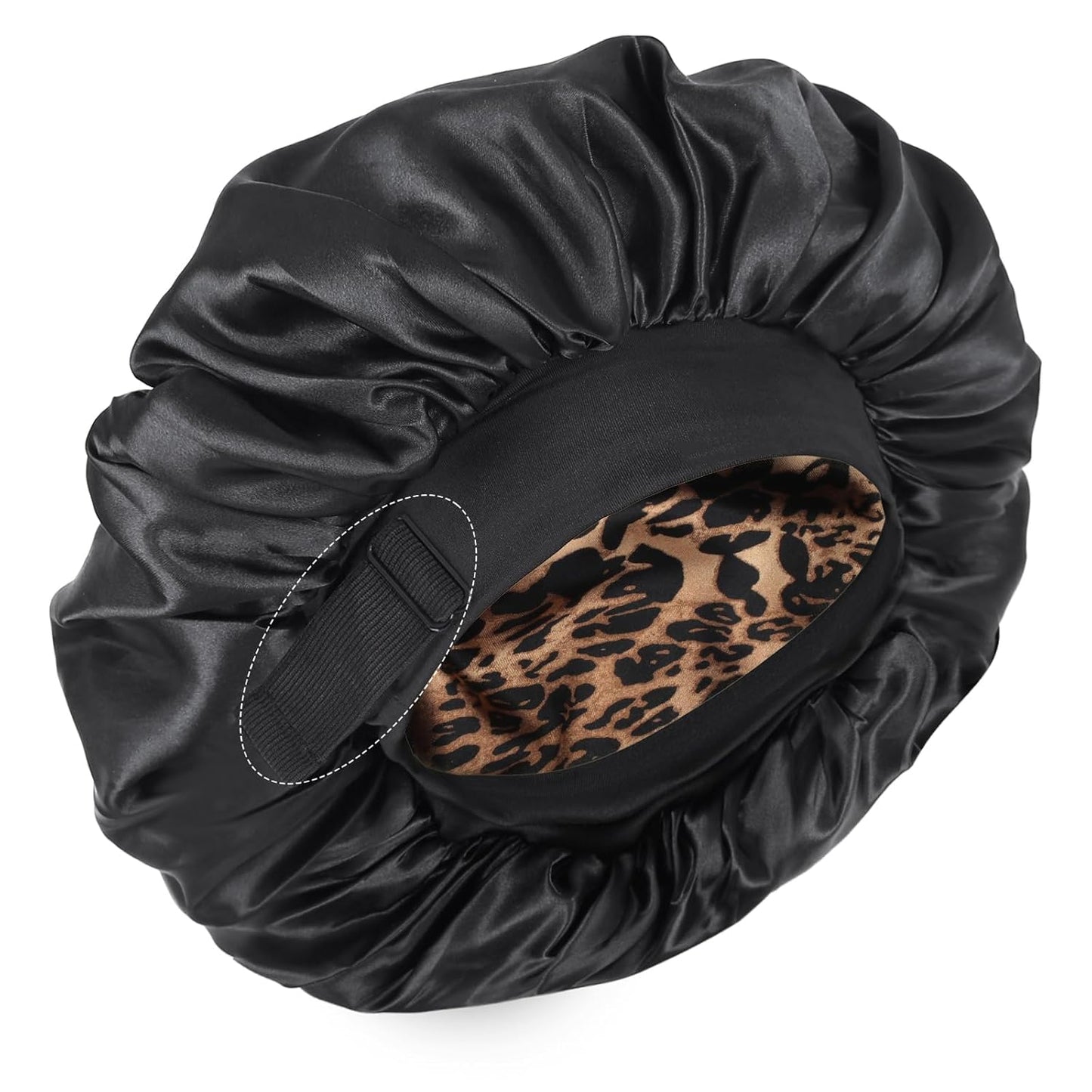 Silk Bonnet for Sleeping Double Layer Satin Bonnet Adjustable Bonnets for Black Women Sleep Cap Reversible Hair Bonnet for Curly Hair (Black and Purple)