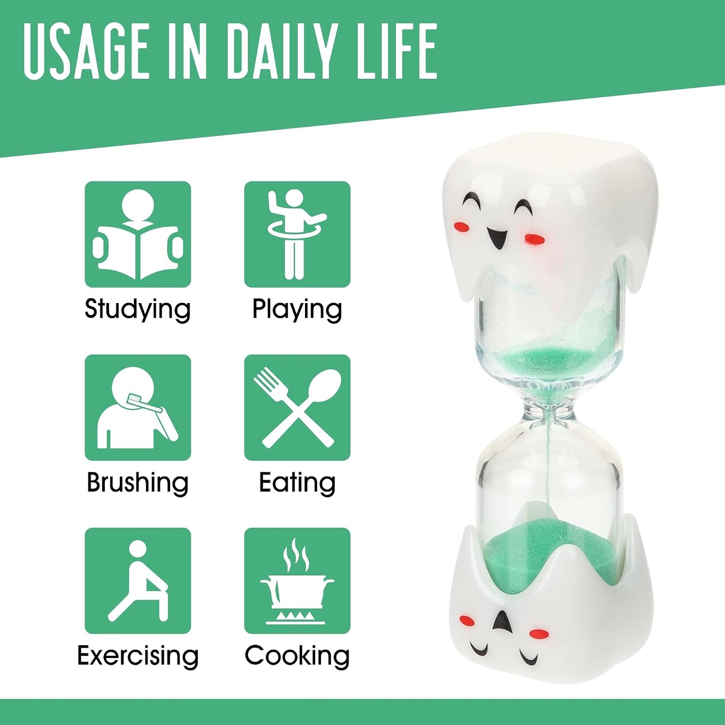 2 Minute Toothbrush Sand Timer for Kids - Set of 2 Small Blue and Pink Smiley Hourglass