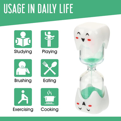 2 Minute Toothbrush Sand Timer for Kids - Set of 2 Small Blue and Pink Smiley Hourglass