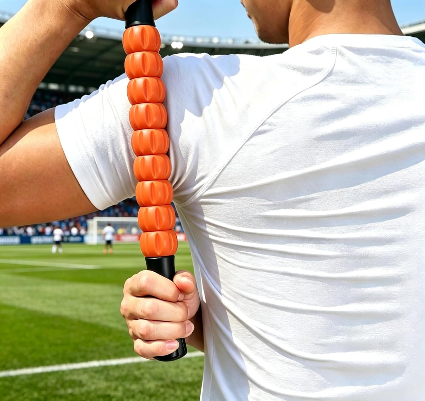 Muscle Roller Stick - A Full-Body Massage Roller that Can Relieve Muscle Soreness, Cramps and Tension After Exercise. It is a Handheld Physical Therapy and Recovery Tool（Black and Purple）