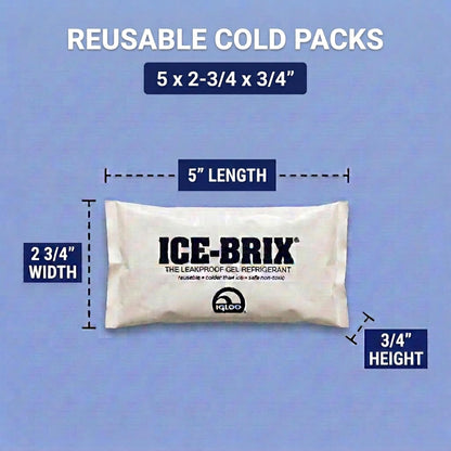 ICE-BRIX Reusable Gel Ice Packs for Shipping, 5 x 2.75 x 0.75 in, 3 oz White (96 Pack) - Compact Cold Packs for GLP-1 Medication Mailers, Lunch Boxes, Small Coolers, Frozen Food & Perishables
