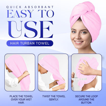 Lili&James 100% Cotton Hair Towel Wrap for Women & Kids – 420 GSM Quick Dry Hair Turban with Double Button Loop, Anti Frizz Non Microfiber Hair Drying Towel for Curly, Long & Thick Hair (Lilac)