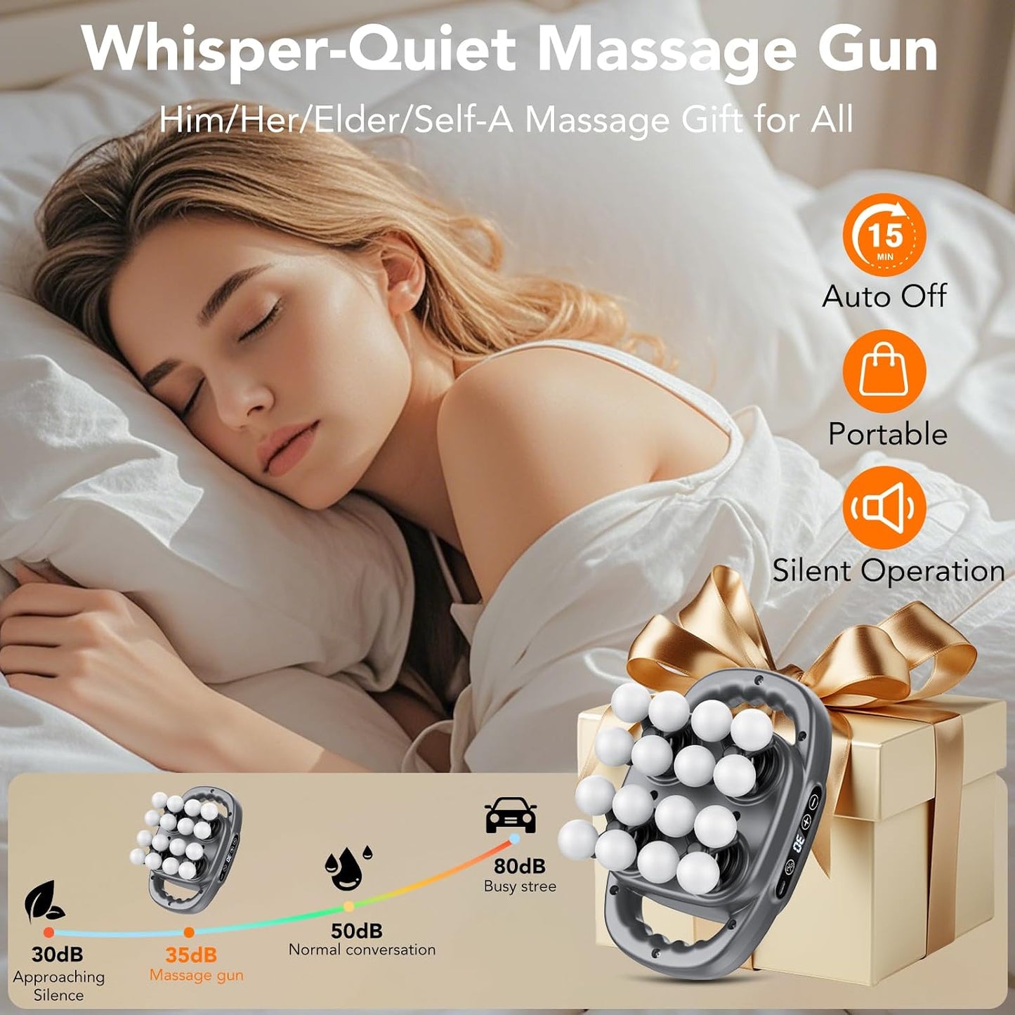 IKG 16 Head Massage Gun Deep Tissue, Body Massage for Back, Shoulders, Neck, Legs, Foot, Massage Gun deep Tissue, Percussion Massager with 3 Modes&30 Intensities Body Muscle Pain Relief, Ideal Gifts