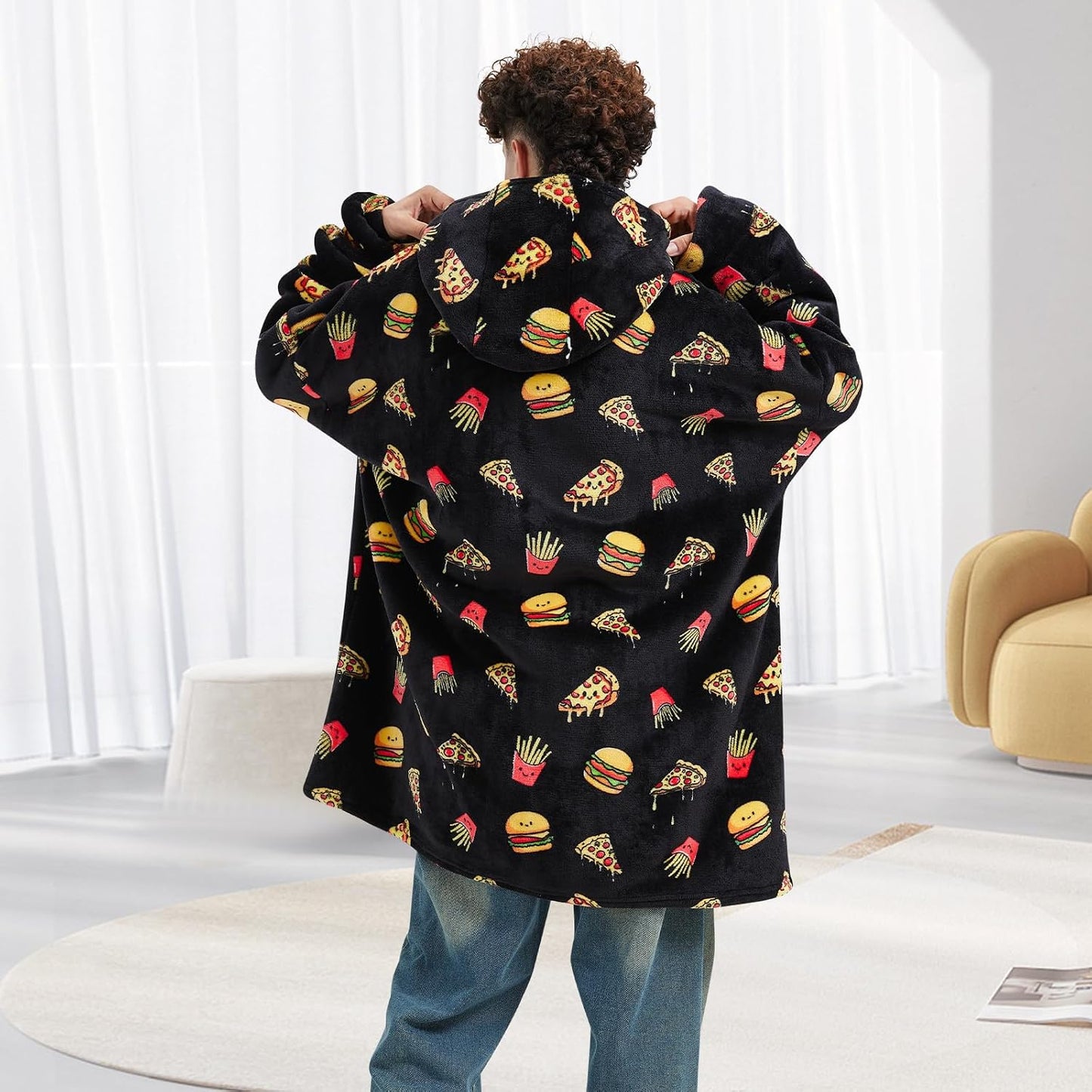 Fiosnow Sun and Moon Blanket Hoodies for Women and Men Adult Oversize Wearable Blanket Hoodies for Soft and Warm
