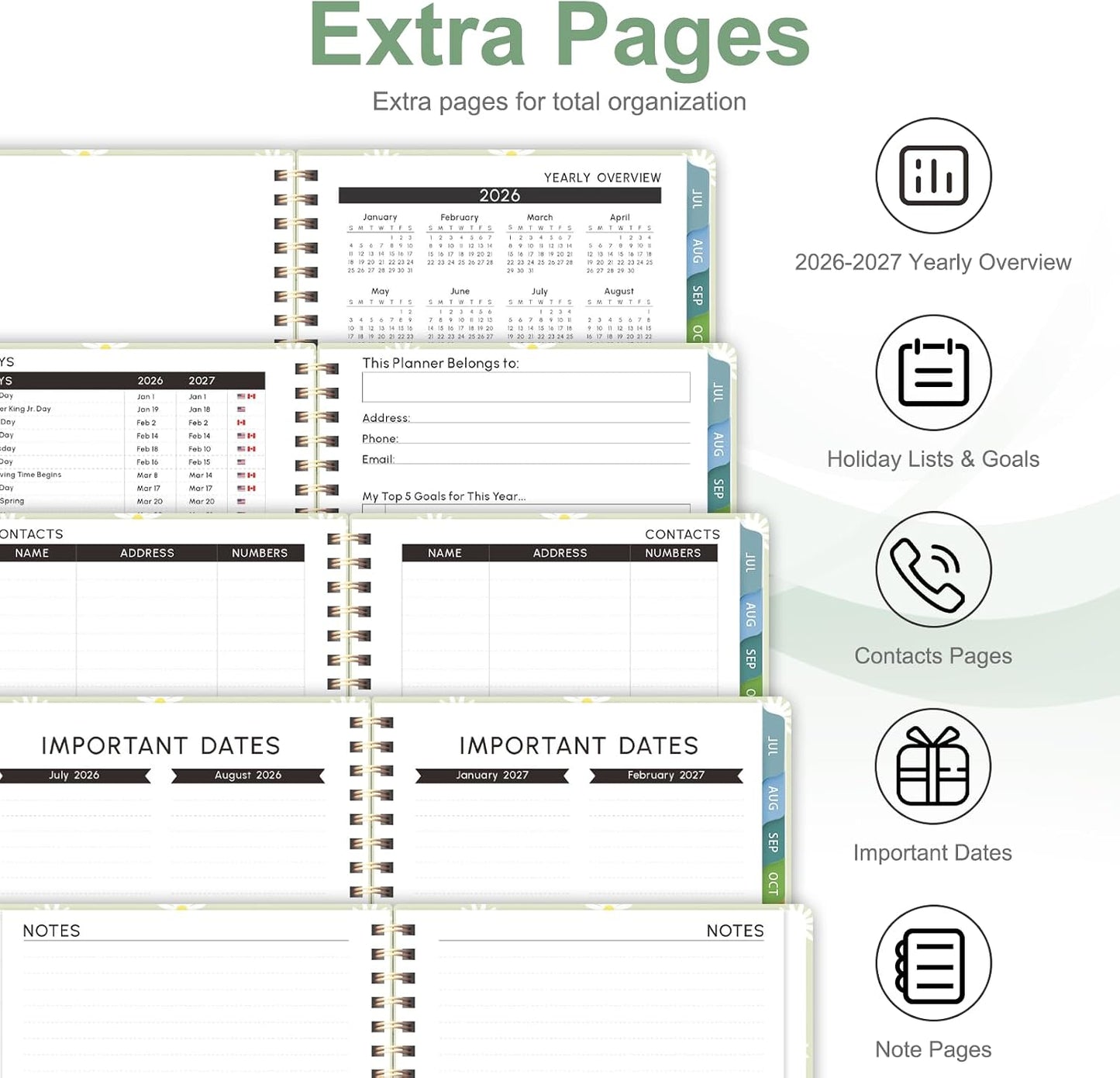 Planner 2026-2027, Weekly and Monthly Calendar Planner, JUL 2026 - JUN 2027 | Academic Year, Daily Agenda Book, A5(6.3'' x 8.5''), Sprial Bound, Inner Pocket, Office School Use