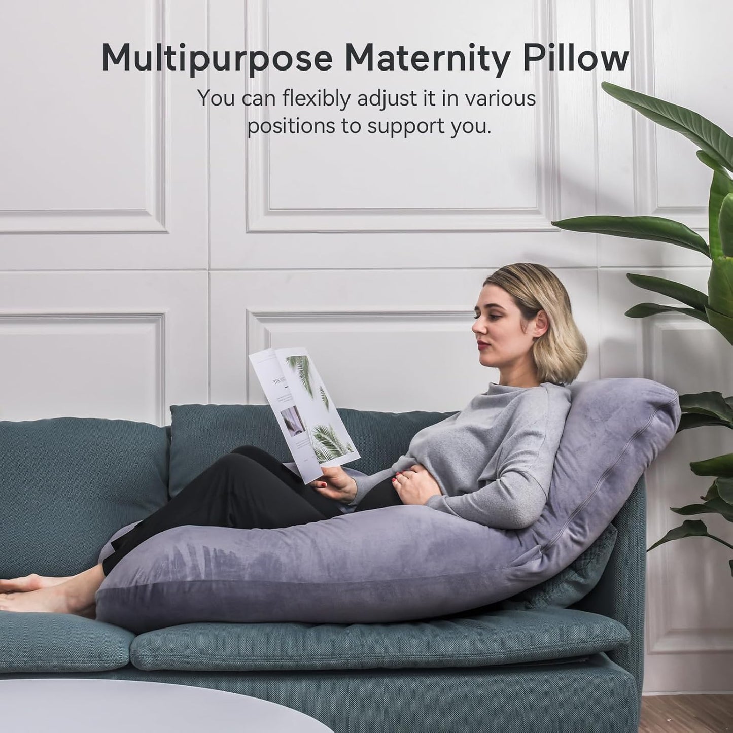 Momcozy Pregnancy Pillows with Cooling Cover, U-Shaped Full Body Maternity Pillow for Side Sleepers 57 Inch - Support for Back, Hip, Belly, Legs for Pregnant Women