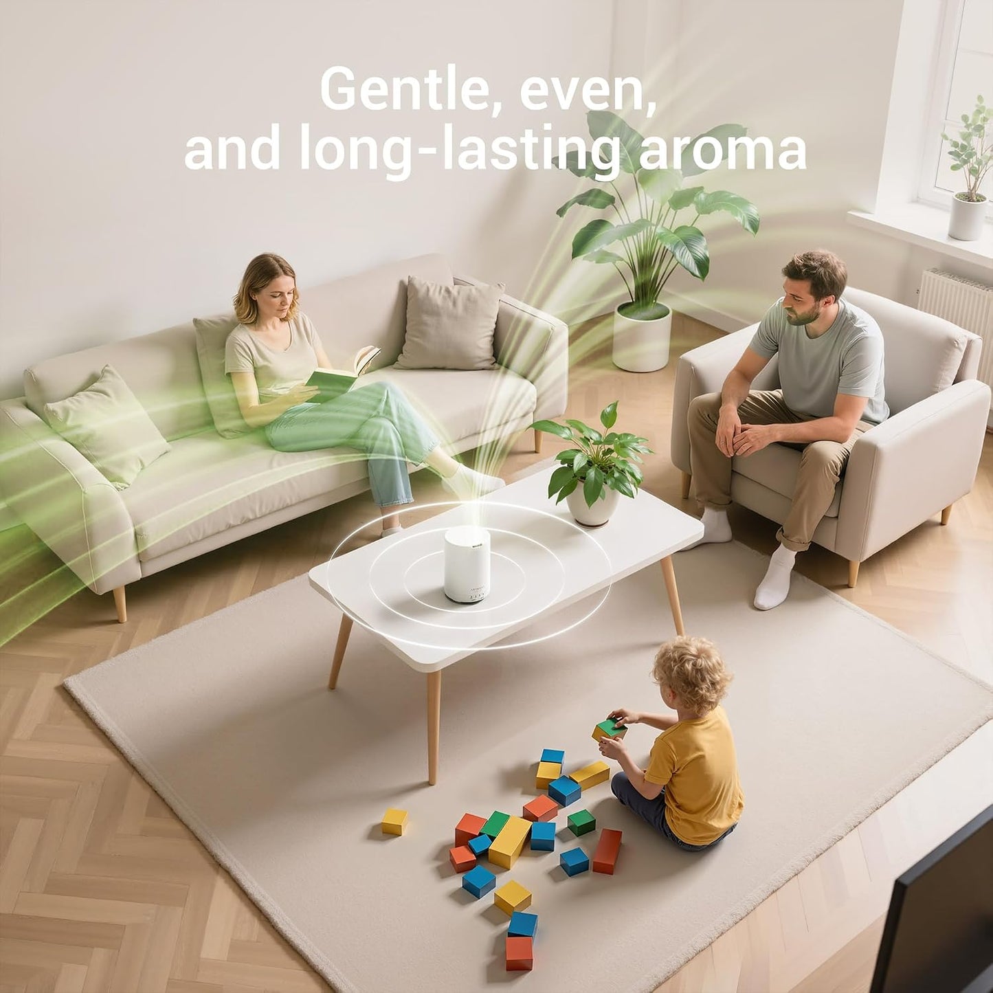 ASAKUKI Essential Oil Diffuser for Home 300 ml Quiet | Automatic Shut-Off, Aromatherapy Diffuser, 7 LED Lights for Living Room, Kitchen, Bedroom, Hotel - Light Brown