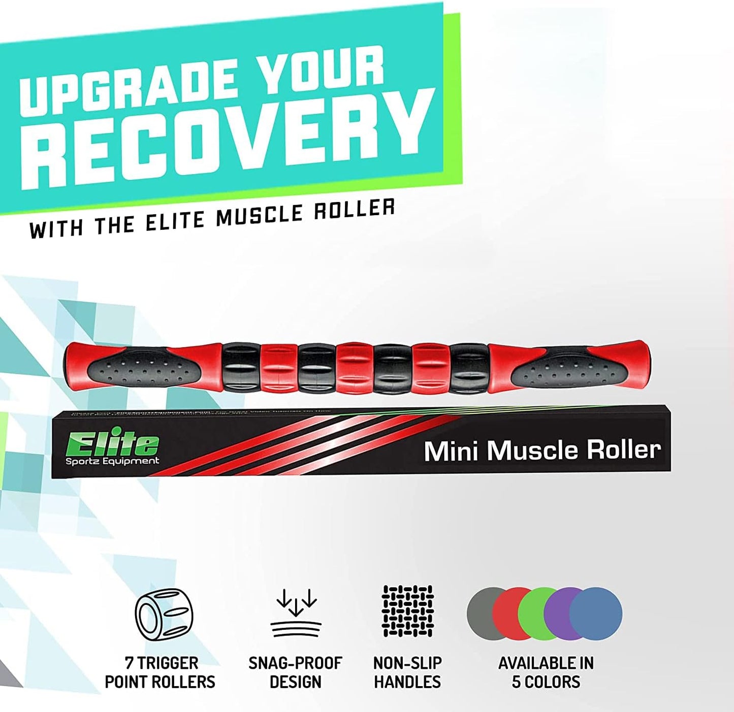 Elite Massage Roller Stick Targets Sore, Tight Leg Muscles to Prevent Cramps and Release Tension. It's Sturdy, Lightweight, Smooth Rolling and Thankfully This Lifesaver has Comfortable Handles.Red