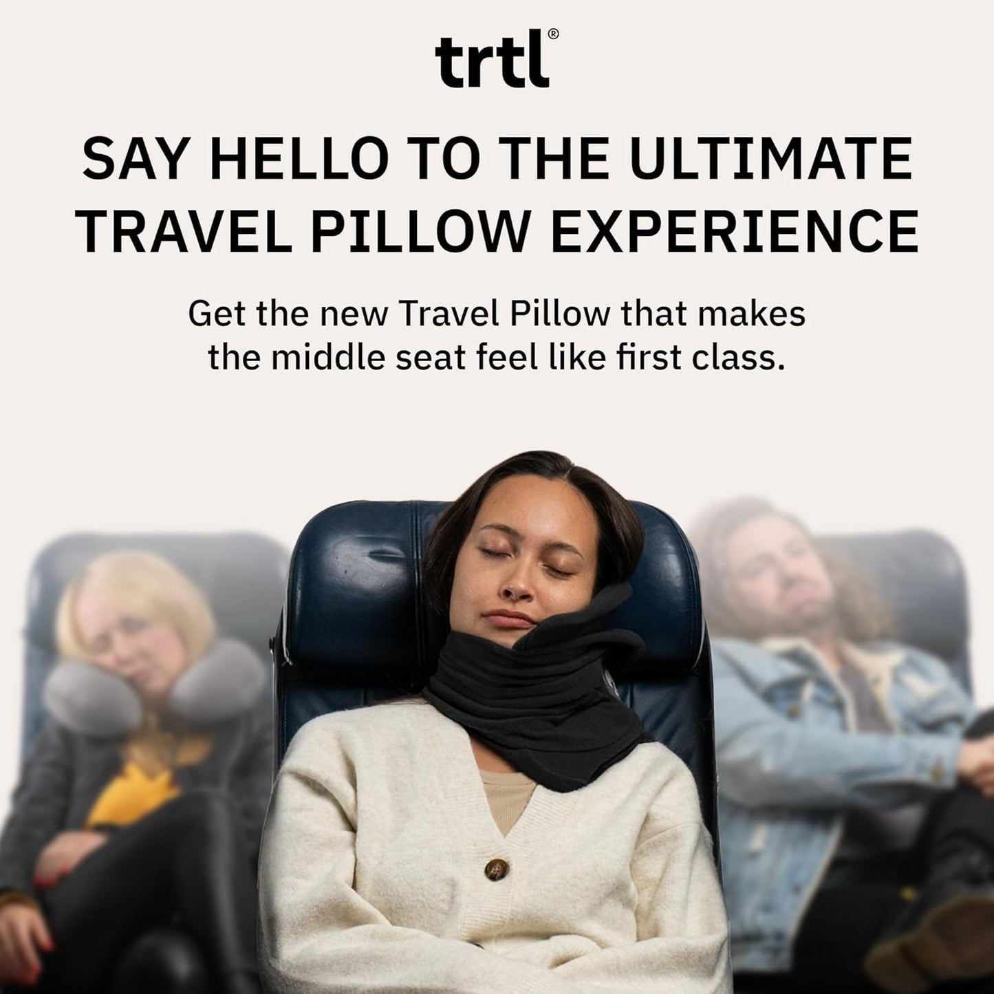 Trtl Pillow - Scientifically Proven Neck Support Travel Pillow for Airplanes - Lightweight and Machine Washable - Ergonomic Design for Traveling on Cars and Trains - Black