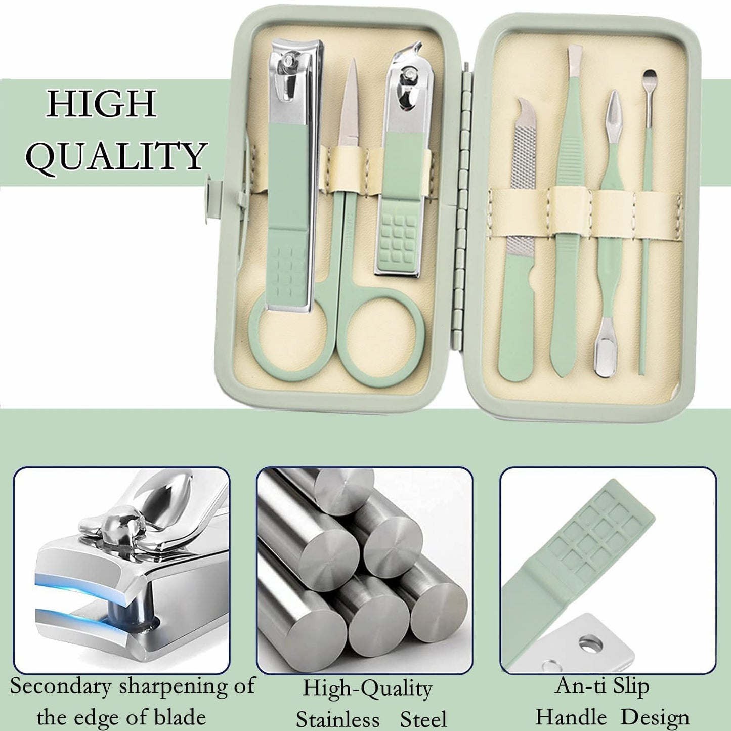 Manicure Set Men Finger and Toe Nail Clippers Set Professional Manicure Pedicure Kit with Travel Case Personal Care Tools Accessories Nail Grooming Kit Gifts for Men Women Father Mother