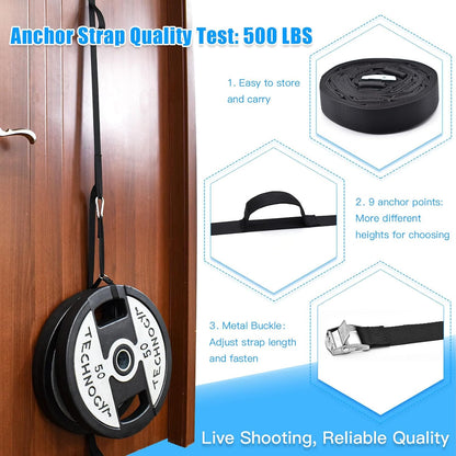 Brebebe Door Anchor Strap for Resistance Bands Exercises, Multi Point Anchor Gym Attachment for Home Fitness, Portable Door Band Resistance Workout Equipment, Easy to Install, Punch-Free, Nail-Free