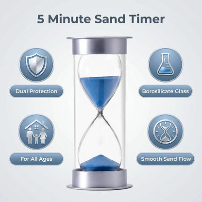 60 Minutes Hourglass Sand Timer, Dual Protection Hour Glass with Sand, Sand Timer for Kids Safety, Sand Clock Watch, Creative Gift, Living Room Office Decorative (Blue)