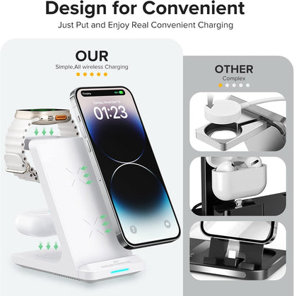 3 in 1 Fast Wireless Charging Station for Multiple Apple Devices