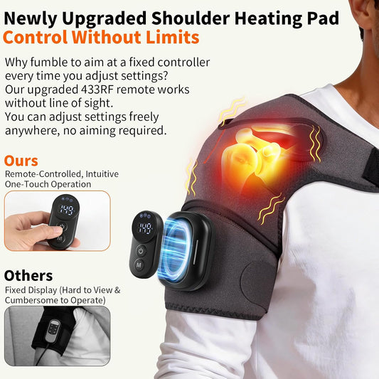 Cordless Shoulder Heating Pad with Detachable Magnetic Remote