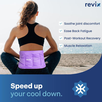 REVIX Ice Pack for Injuries Reusable Gel for Lower Back, Cold Packs for Back Shoulder, Elbow, Hip, Leg, Wrap Around Entire Knee, Soft Cold Compress,16 × 9" Navy