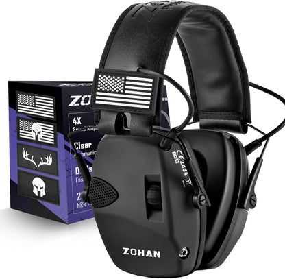 ZOHAN Electronic Shooting Earmuffs Built in Ambient Sound Amplifier, Hearing Protection for Shooters, NRR 23dB Noise Reduction, Ideal Gun Range Ear Protection Headphones for Hunting-Black&Purple