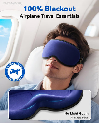 Weighted Blackout Sleep Mask for Men, 3D Contoured Zero Eye Pressure, Lash-Friendly Deep Eye Cups, Adjustable Slide Buckle Strap, Office Nap & Business Travel Essential, Relaxation Gift for Him(Black)