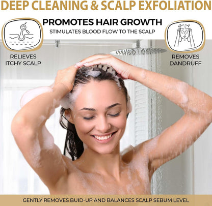 Fiora Naturals Scalp Massager Shampoo Brush - Silicon Scalp Scrubber & Exfoliator for Dandruff Removal and Hair Growth, Brush for Wet & Dry Hair, for Men, Women, Kids - BPA Free