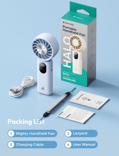 Aecooly Mighty Portable Handheld Fan | 20H Max Cooling | 3 Flexible Modes
