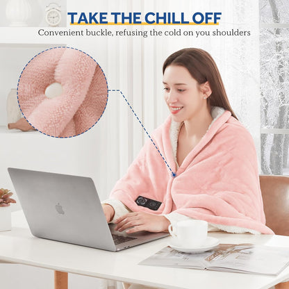 Sealy Heated Blanket Throw with Built-in Button Controller, Reversible Flannel to Sherpa Electric Blanket with 2-10 Hours Auto-Off & 4 Heating Levels, Over-Heat Protection, 50x60 inch, Beige