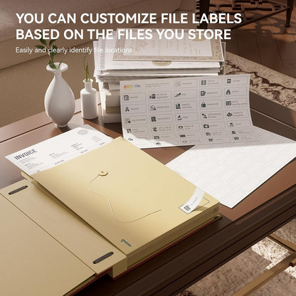 ABC life Important Document Organizer, Spine-Free Design with 14 Pockets
