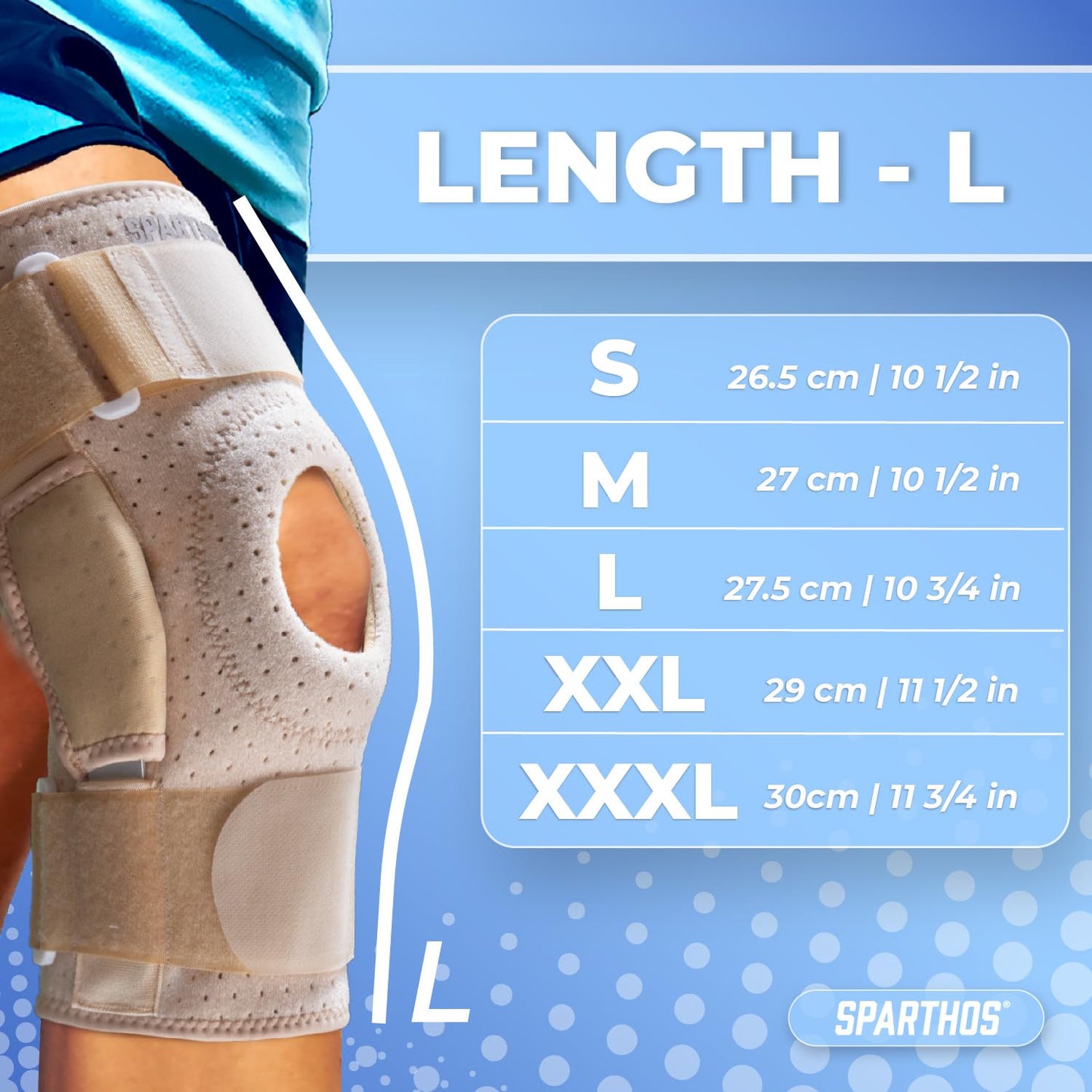 Sparthos Hinged Knee Brace - Relieves ACL, MCL, Meniscus Tear, Arthritis, Tendon Pain - Dual Metal Side Stabilizers - Support for Running, For Men and Women Check Size Chart (Large, 15½-20″ Thigh)