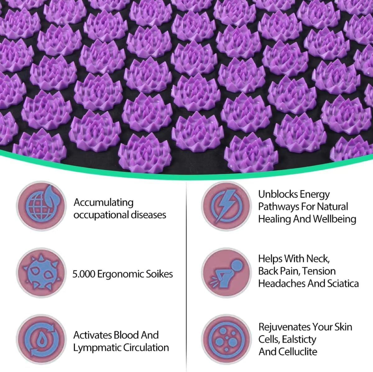 Acupressure Yoga Mat & Pillow Set | Kuznetsov's Applicator for Deep Tissue Massage | Relieves Back, Neck & Foot Pain | Spike Mat for Stress Relief, Fitness & Relaxation