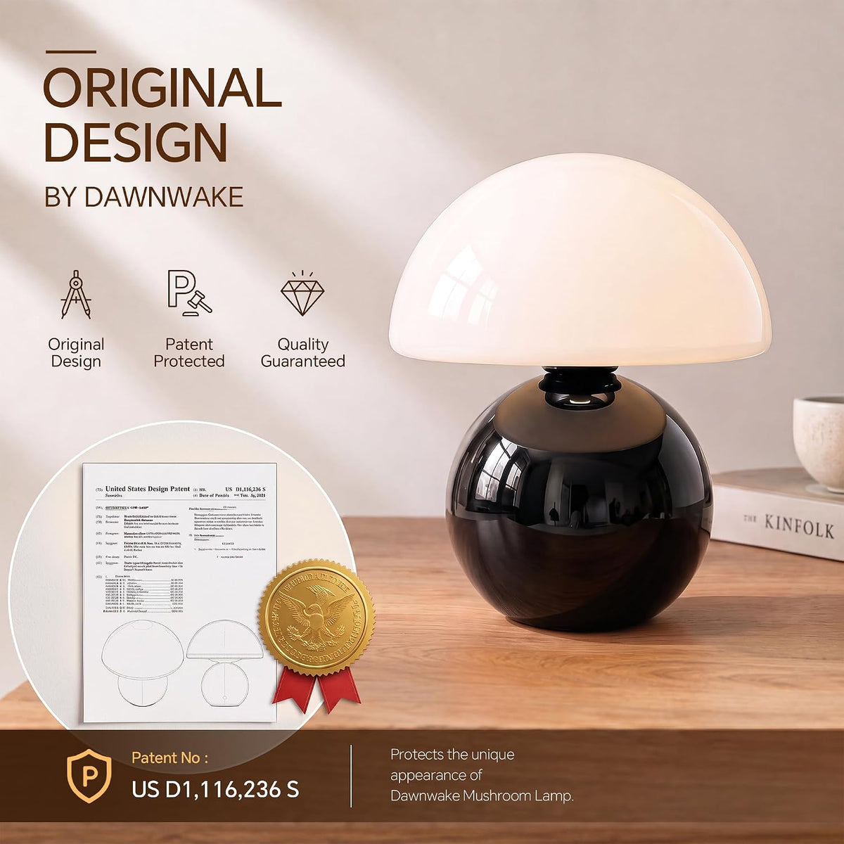 Dawnwake Mushroom Lamp Table Lamp for Bedroom-Small Desk Table Lamps,White
