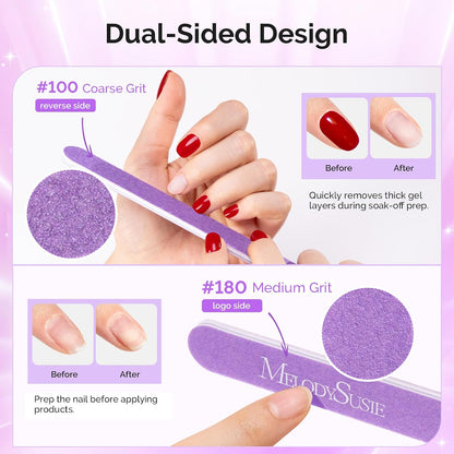 MelodySusie 16Pcs Professional Nail Buffer Kit,Nail Files and Buffers,Nail Buffer Block,Nail Brush, Nail File Buffers Kit for Natural Nails,DIY,Home Use,Salon（100/180 Grit）