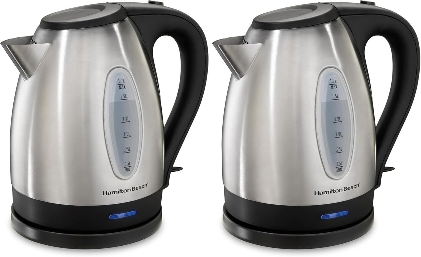 Hamilton Beach Electric Tea Kettle, Water Boiler & Heater, 1.7 Liter, Cordless Serving, 1500 Watts for Fast Boiling, Auto-Shutoff and Boil-Dry Protection, Stainless Steel (40880)