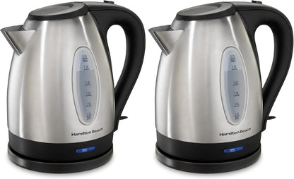 Hamilton Beach Electric Tea Kettle, Water Boiler & Heater, 1.7 Liter, Cordless Serving, 1500 Watts for Fast Boiling, Auto-Shutoff and Boil-Dry Protection, Stainless Steel (40880)
