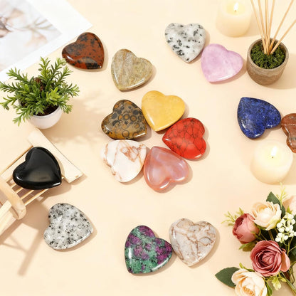 Nuenen 72 Pcs Heart Worry Healing Stone 0.8 in Polished Crystal Chakra Gems