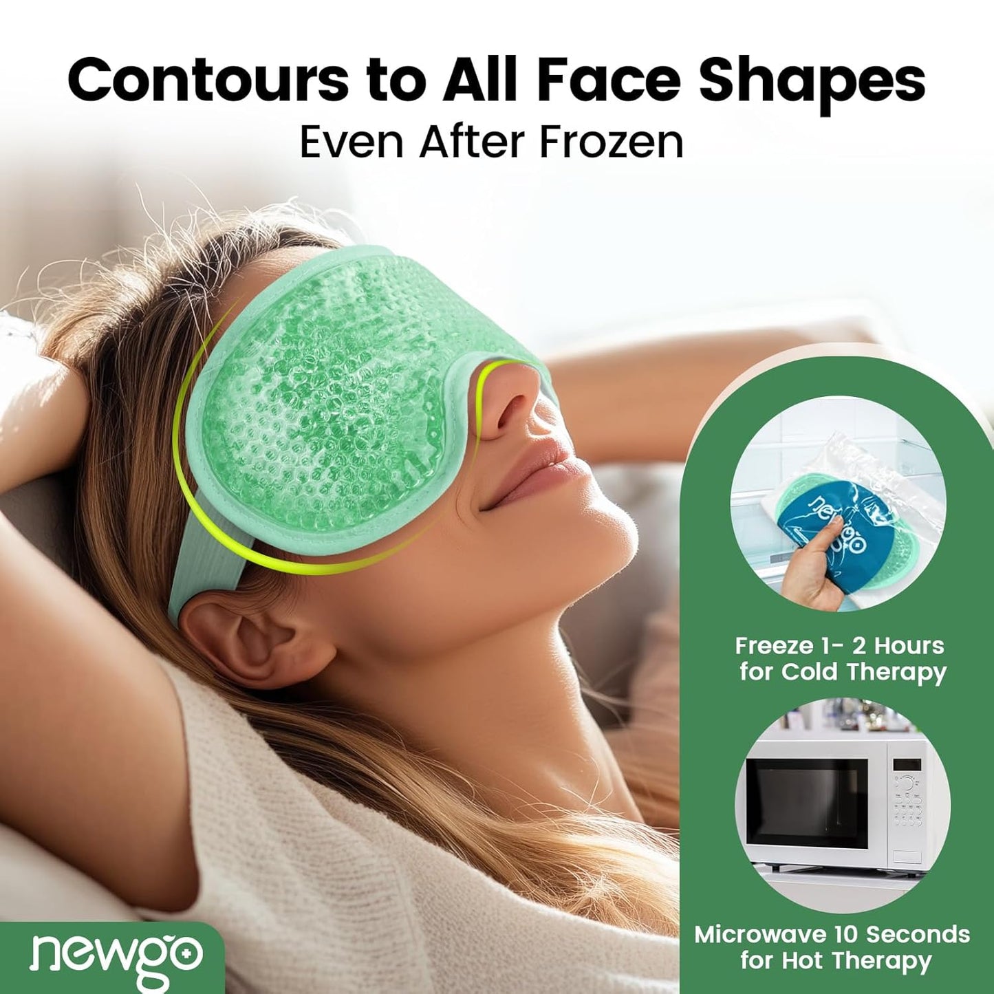 NEWGO Cooling Eye Mask for Puffy Eyes, Cold Eye Mask Eye Ice Pack for After Eyes Surgery, Tension Stress Relief, Itchy Eyes, Headaches, Dark Circles - Blue