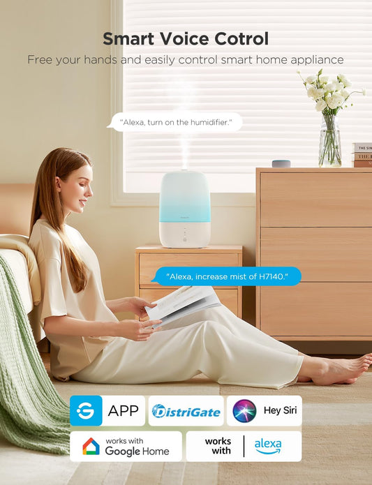 GoveeLife Smart Humidifiers for Bedroom, 3L Top Fill Cool Mist Humidifier
