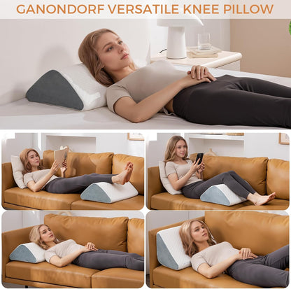 Knee Wedge Pillow for Post-Surgery Recovery-Leg Elevation Support for Sleep Position, Alleviating Lower Back & Hip Pain Enhancing Circulation in Ankles Legs Triangle Pillow with Removable Cover